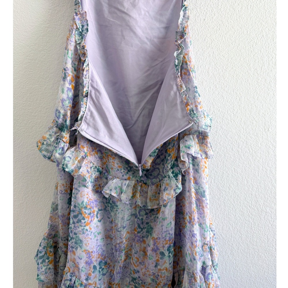ASTR The Label Mable Floral Tiered Cutout Chiffon Maxi Dress Lavender Small - Picture 6 of 9